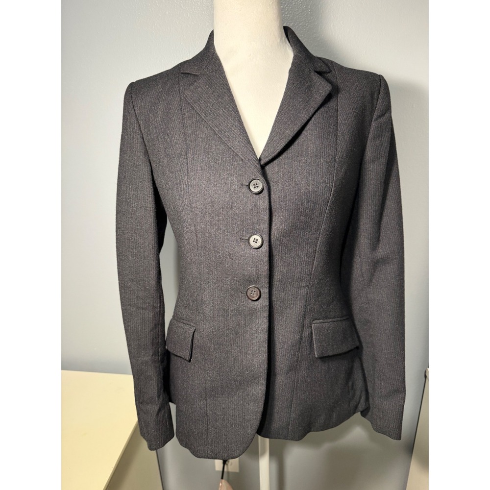 Triumph Wool Blazer Jacket Dark Gray Pinstripe 3 Button Kids Size 12R
